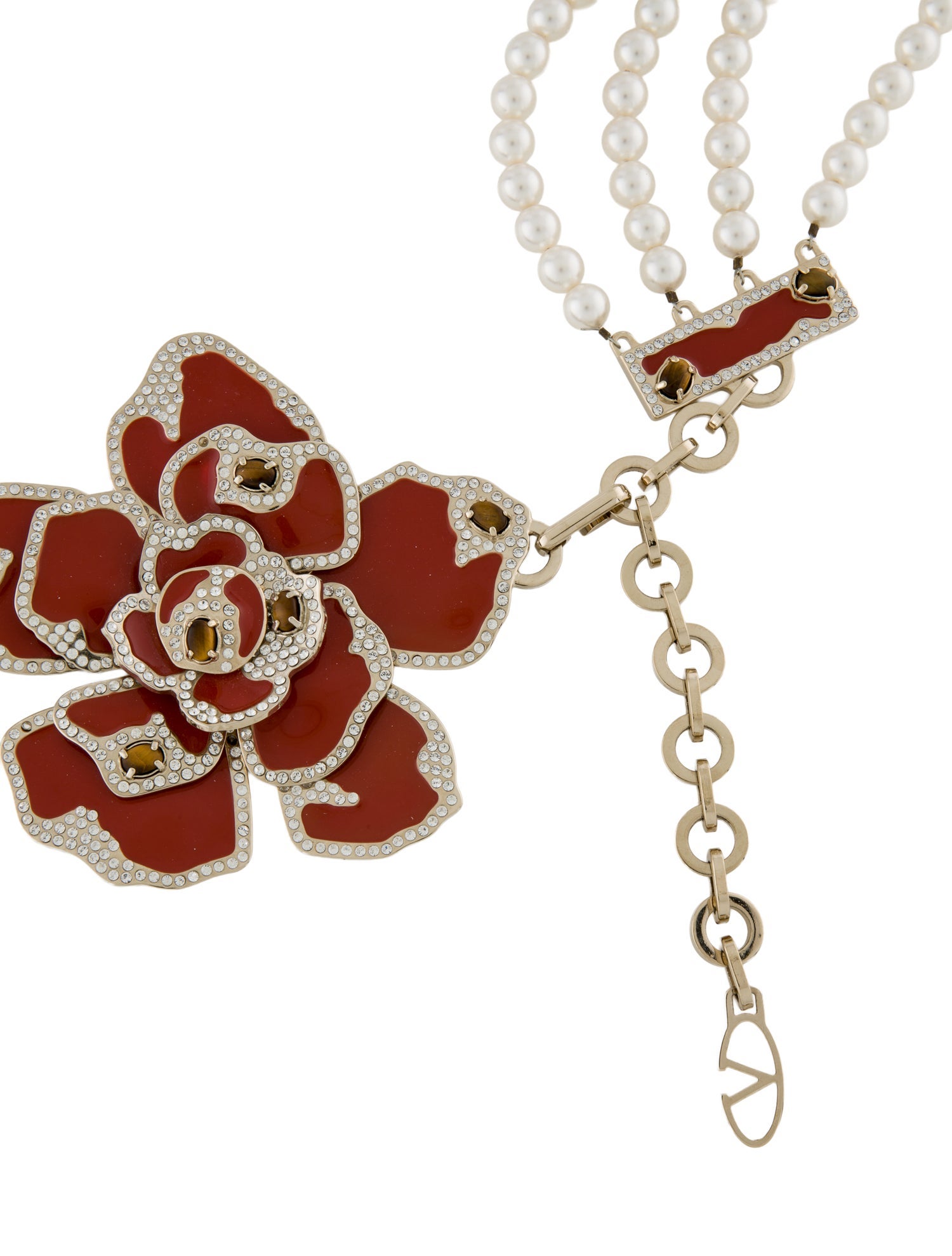 Valentino Metal Crystal Embellishments Chain-Link Belt