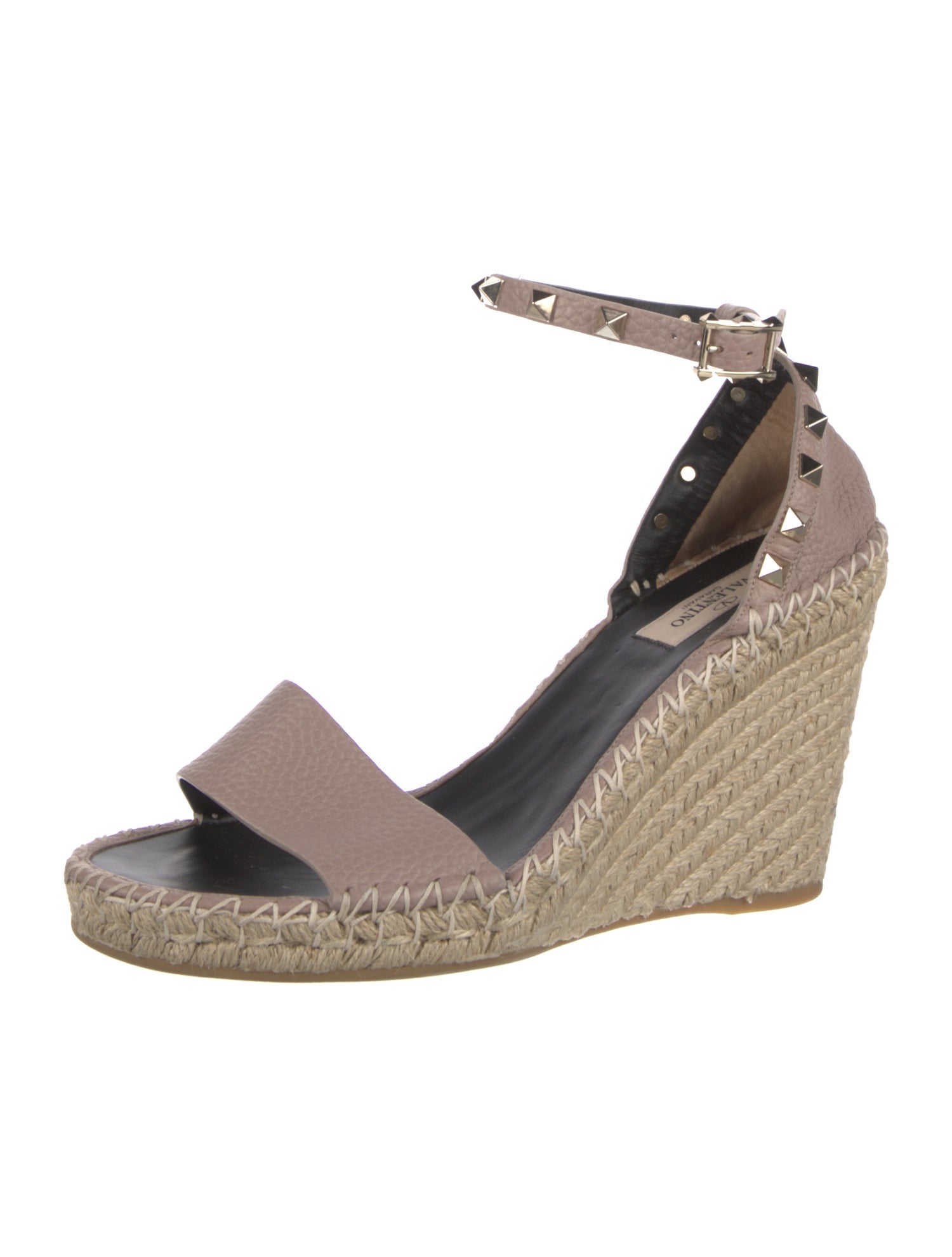 Valentino Rockstud Accents Leather Espadrilles