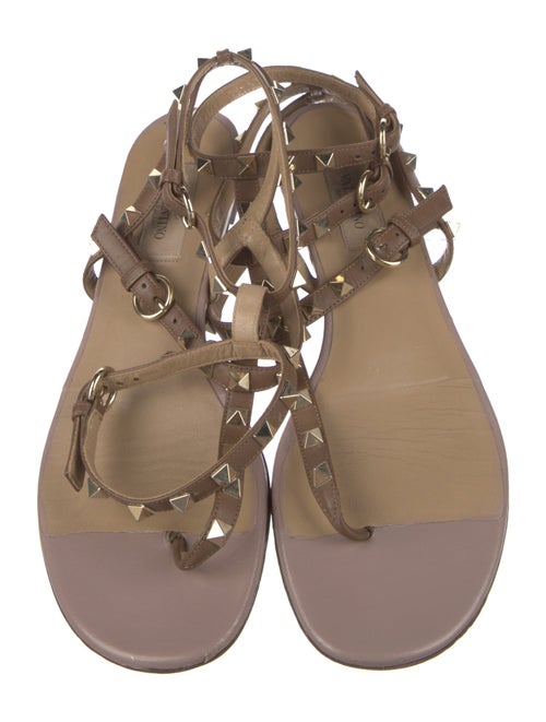 Valentino Rockstud Accents Leather T-Strap Sandals