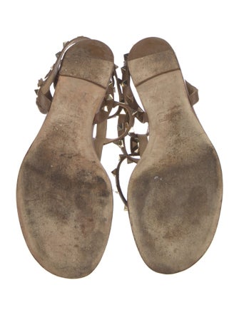 Valentino Rockstud Accents Leather T-Strap Sandals