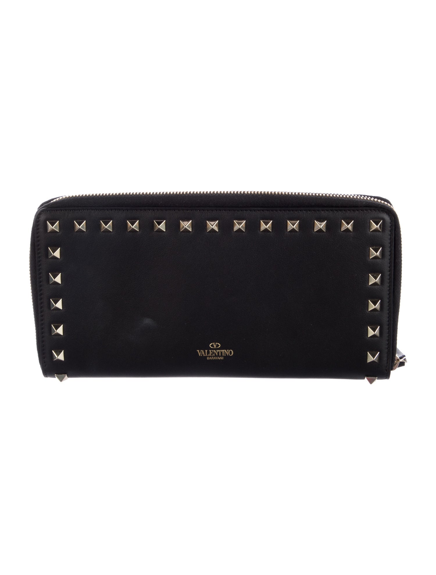 Valentino Rockstud Accents Leather Continental Wallet