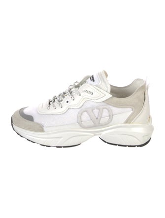 Valentino Leather Colorblock Pattern Sneakers