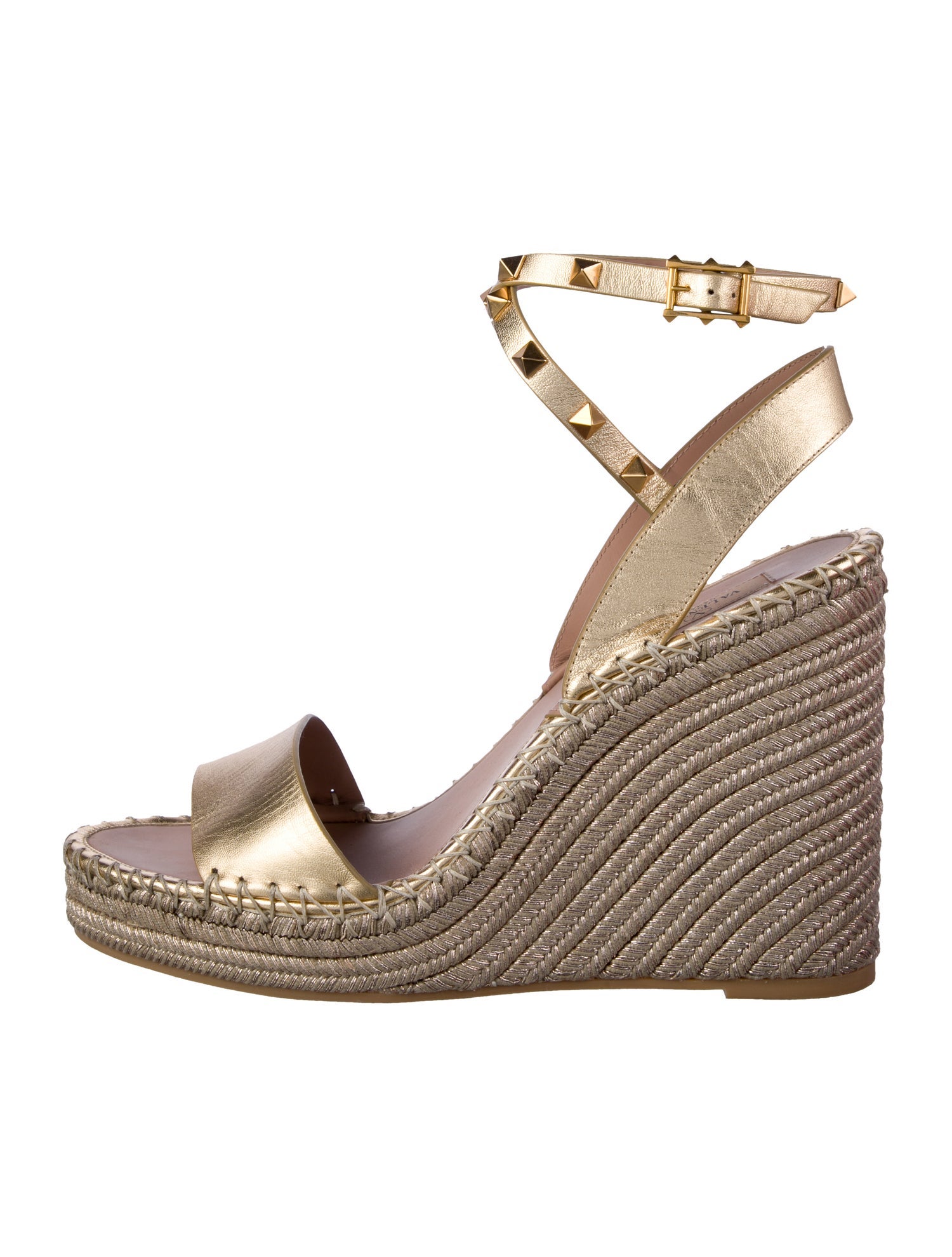 Valentino Rockstud Accents Leather Espadrilles