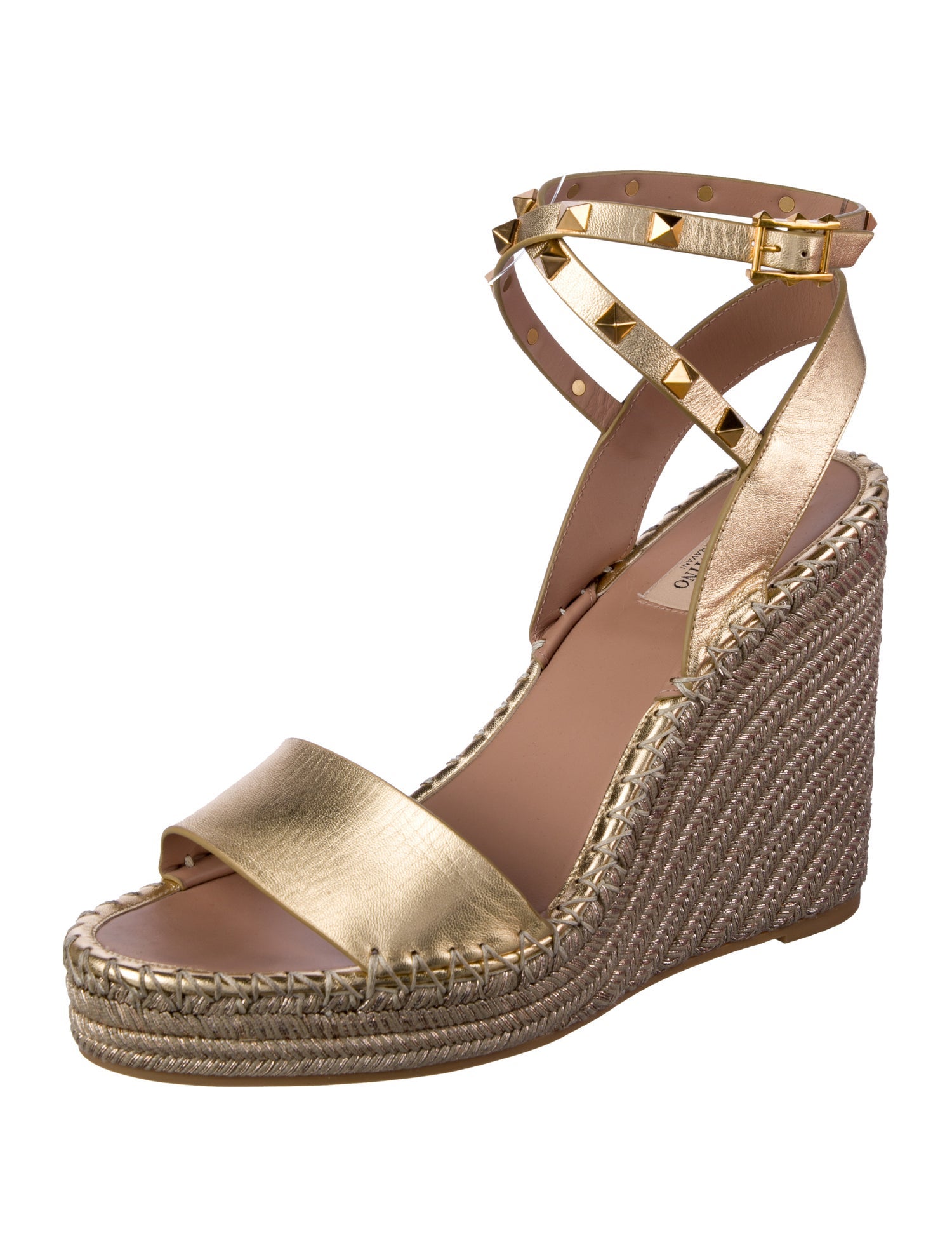 Valentino Rockstud Accents Leather Espadrilles