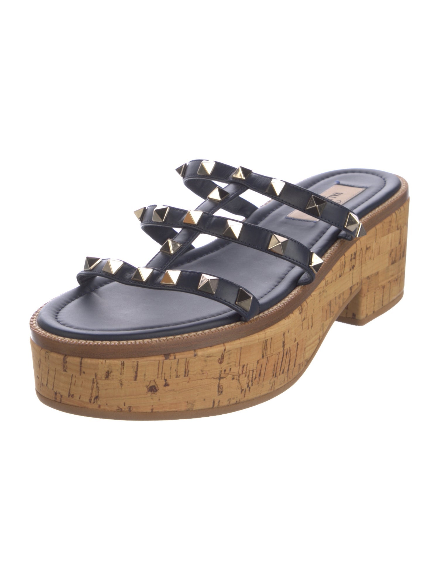 Valentino Rockstud Accents Leather Slides