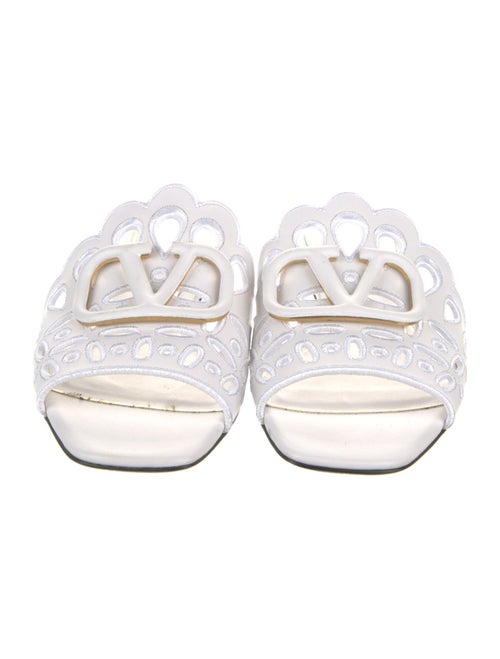 Valentino Leather Embroidered Accent Slides