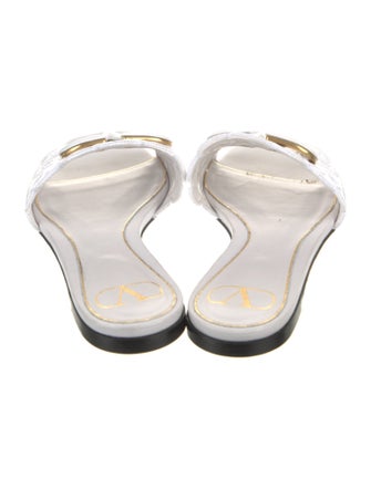Valentino Leather Embroidered Accent Slides
