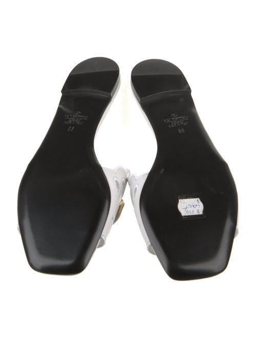 Valentino Leather Embroidered Accent Slides