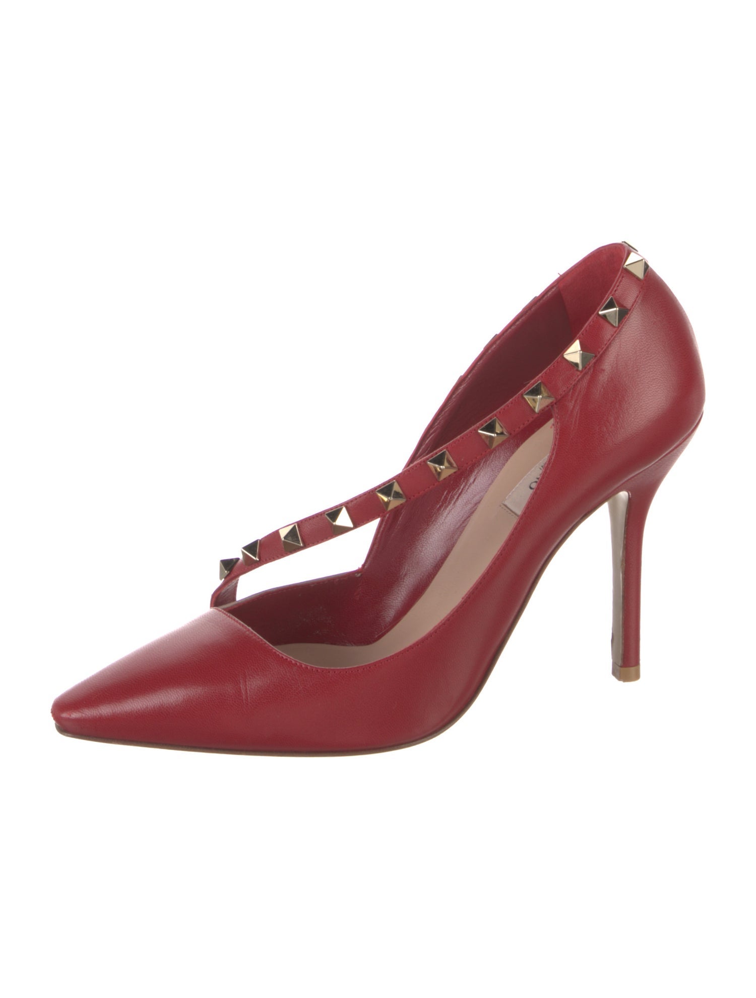 Valentino Rockstud Accents Leather T-Strap Pumps