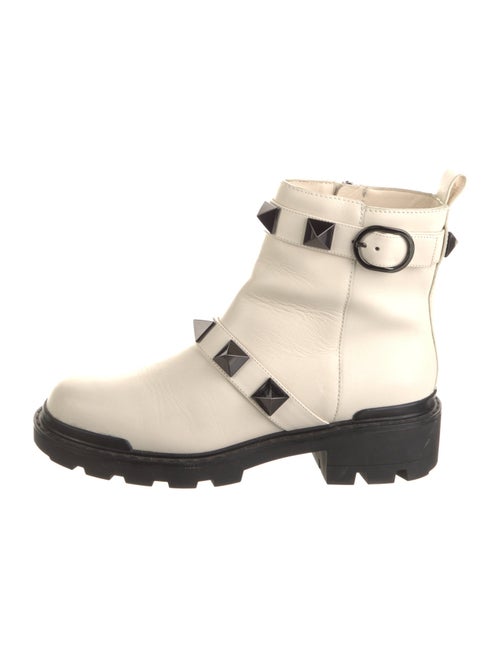 Valentino Rockstud Accents Leather Combat Boots