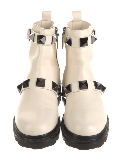 Valentino Rockstud Accents Leather Combat Boots