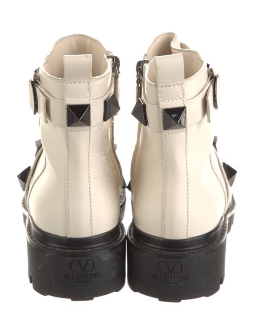 Valentino Rockstud Accents Leather Combat Boots