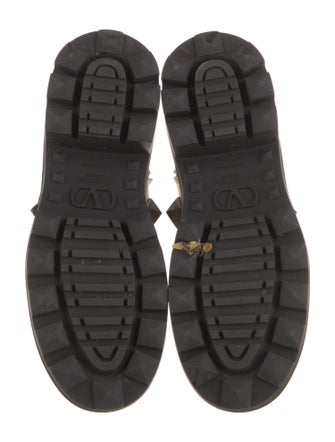 Valentino Rockstud Accents Leather Combat Boots