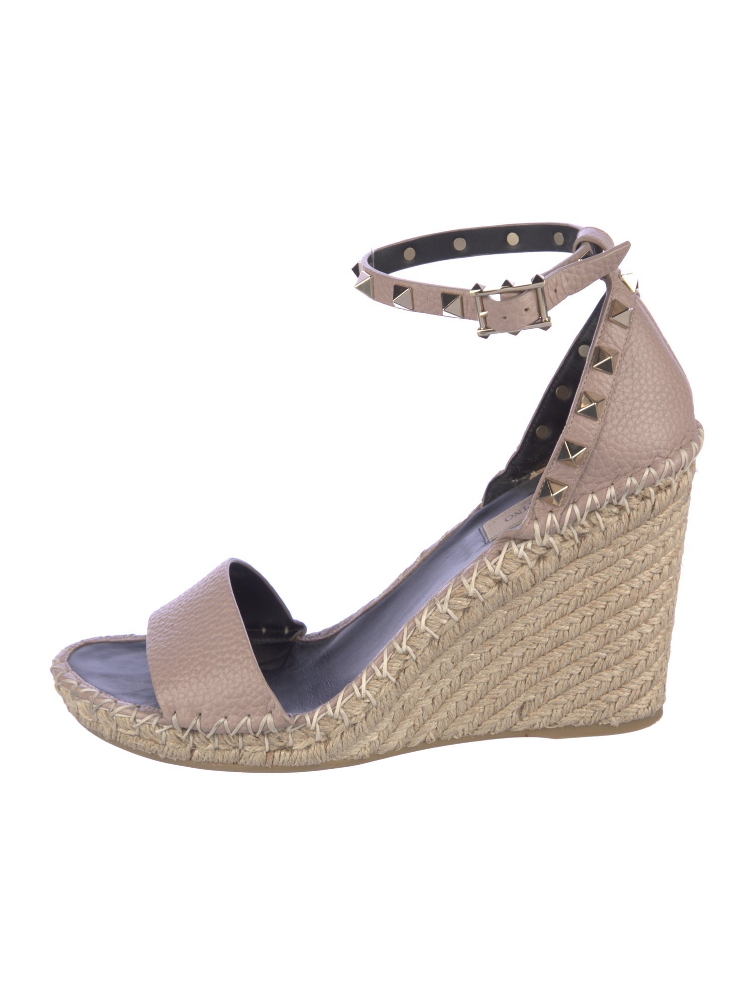 Valentino Rockstud Accents Leather Espadrilles