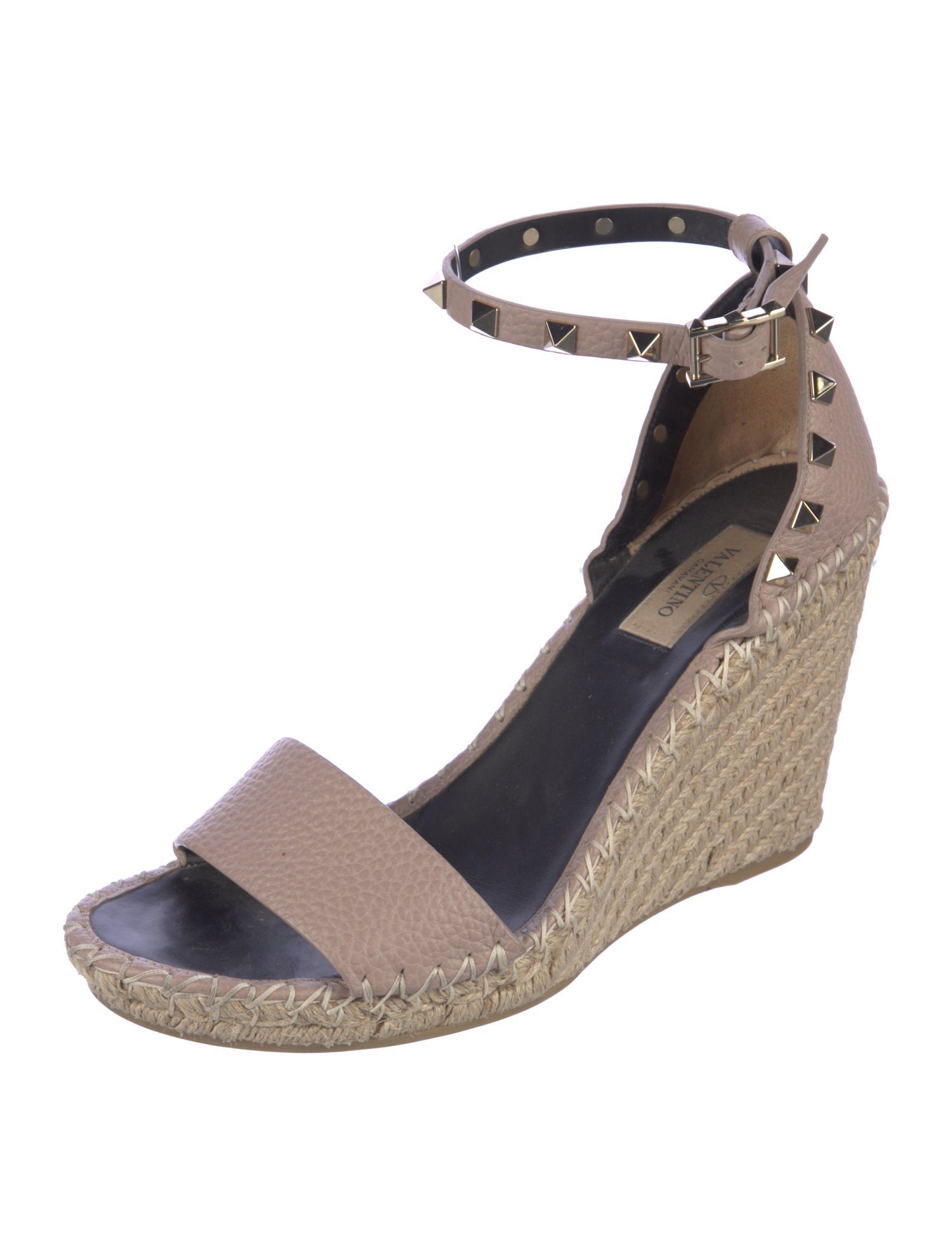 Valentino Rockstud Accents Leather Espadrilles