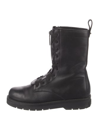 Valentino Leather Studded Accents Combat Boots