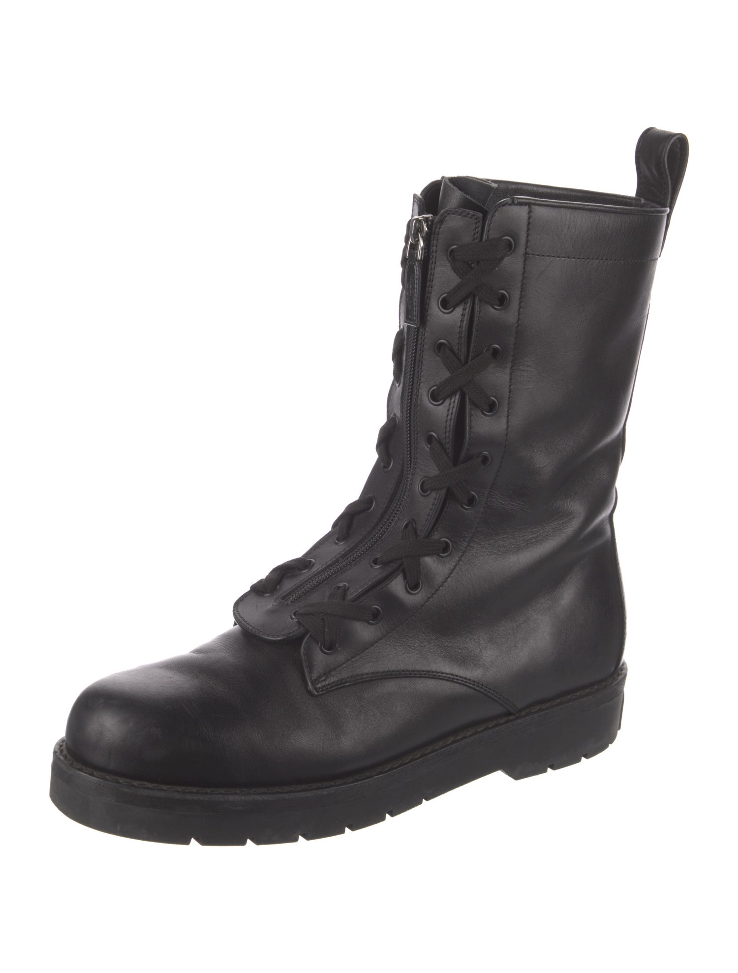 Valentino Leather Studded Accents Combat Boots