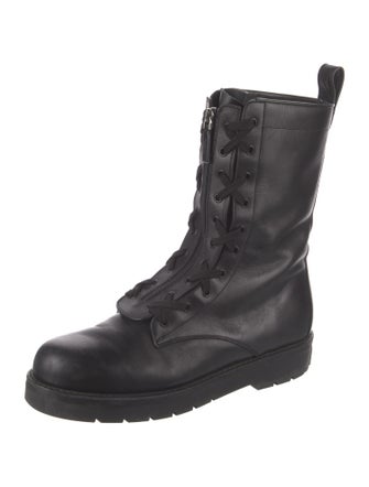 Valentino Leather Studded Accents Combat Boots