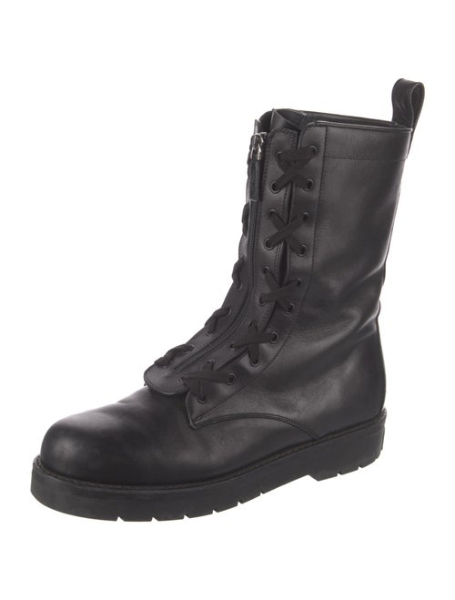 Valentino Leather Studded Accents Combat Boots