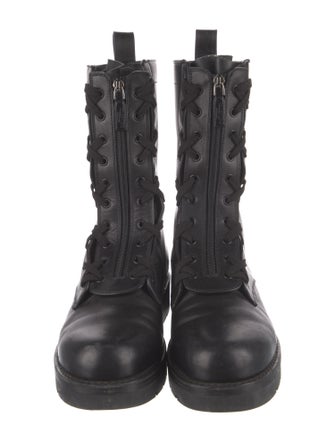 Valentino Leather Studded Accents Combat Boots
