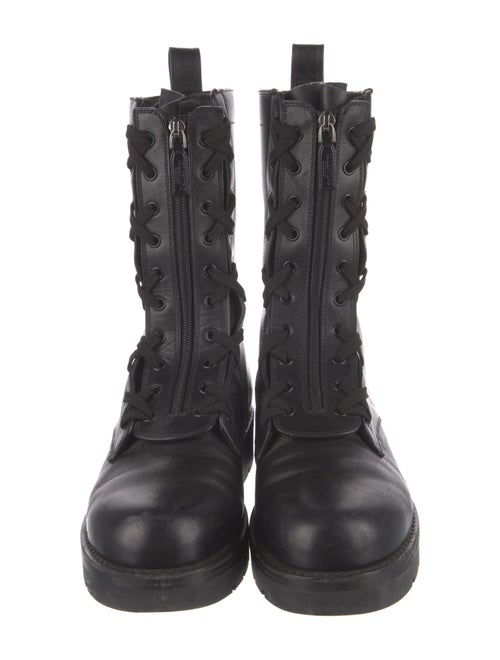 Valentino Leather Studded Accents Combat Boots