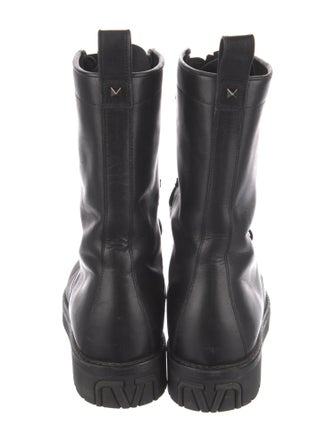 Valentino Leather Studded Accents Combat Boots