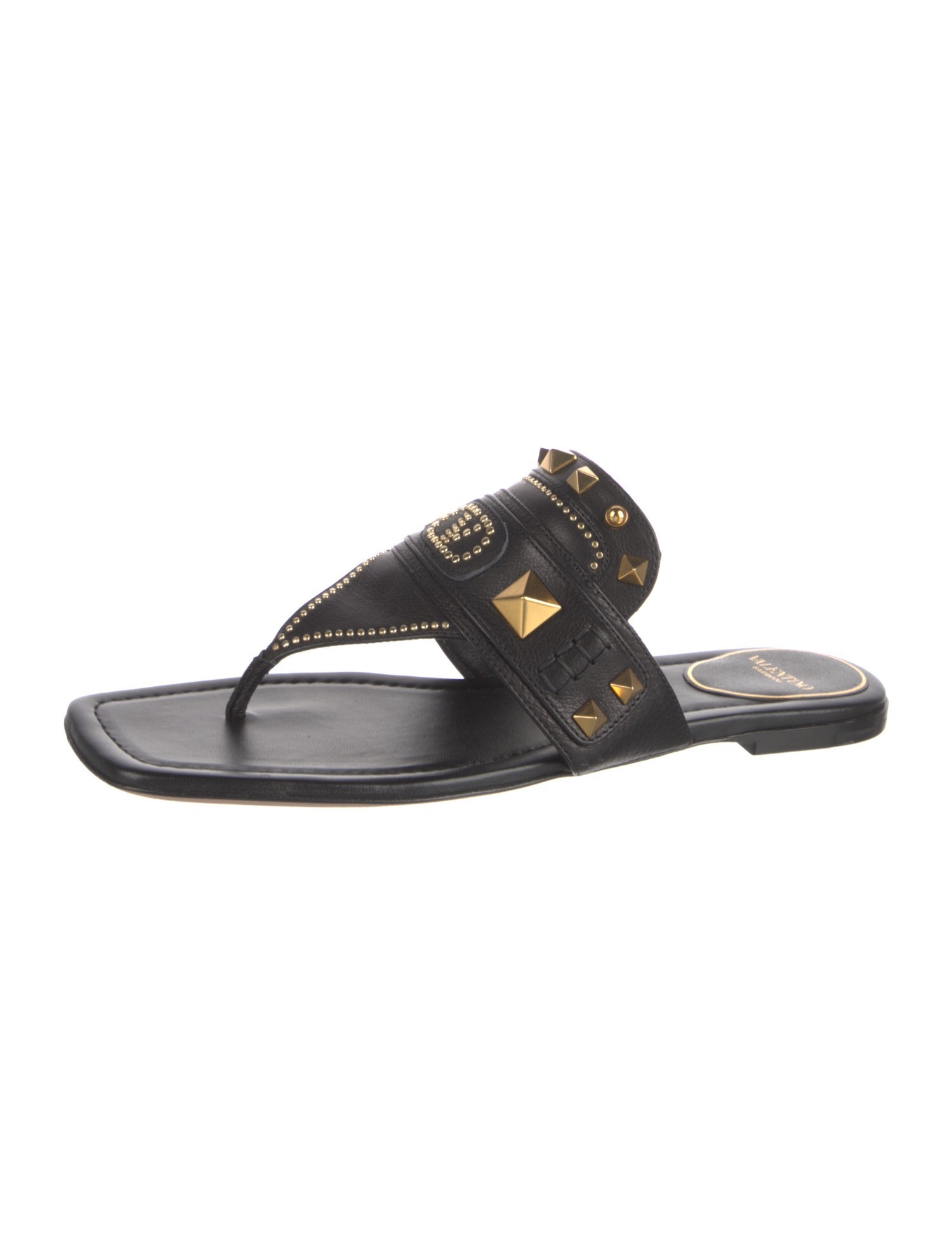 Valentino Leather Studded Accents Slides