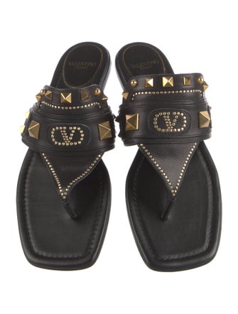 Valentino Leather Studded Accents Slides