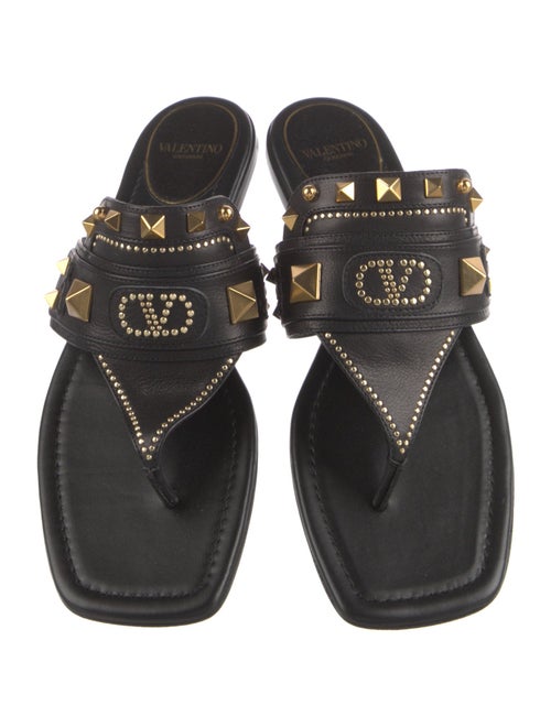 Valentino Leather Studded Accents Slides
