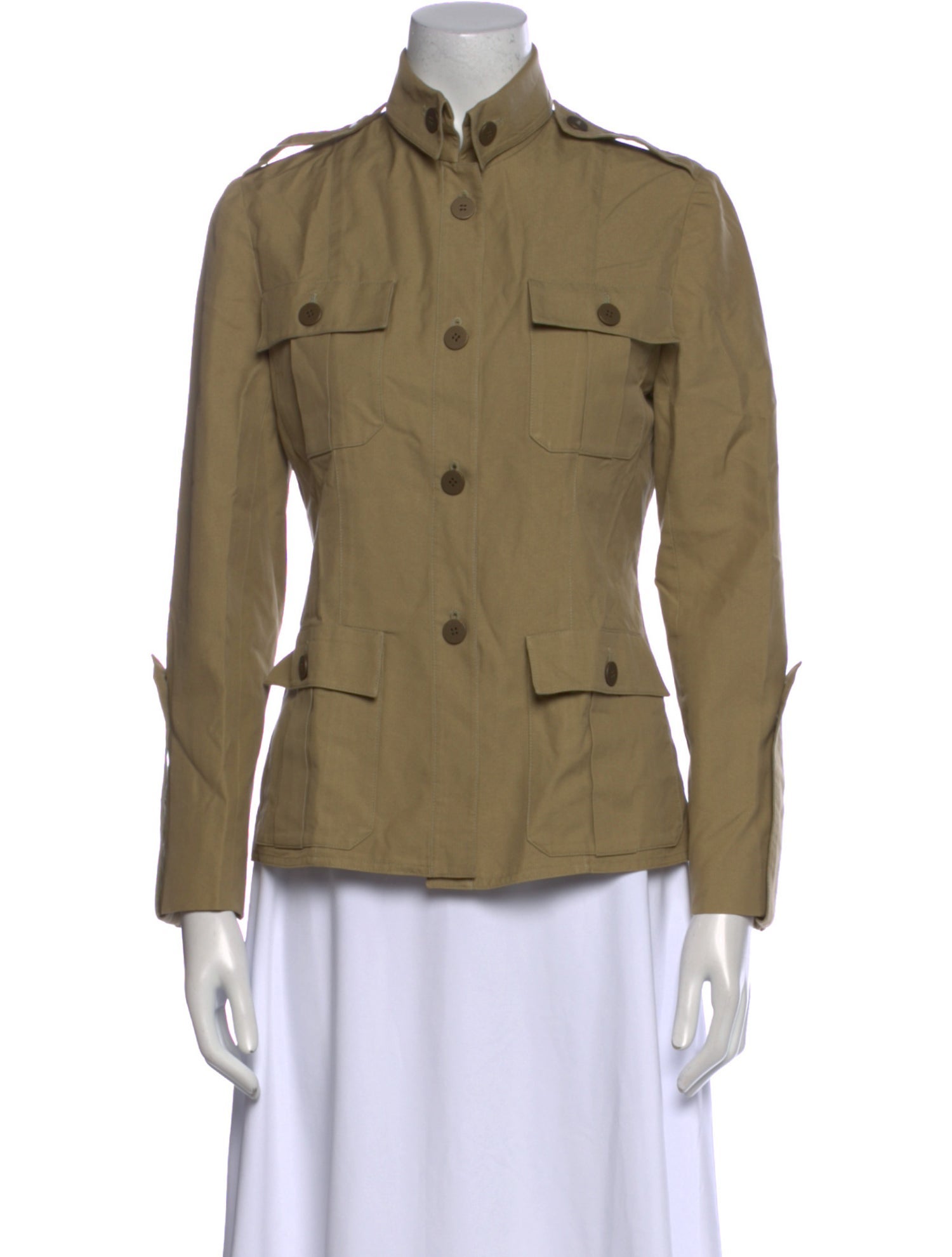 Valentino 2000's Mock Neck Button-Up Top