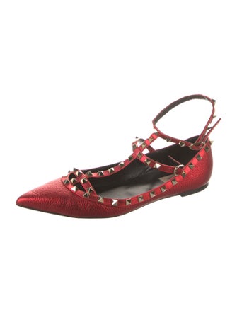 Valentino Rockstud Accents Leather Ballet Flats
