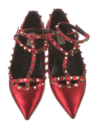 Valentino Rockstud Accents Leather Ballet Flats