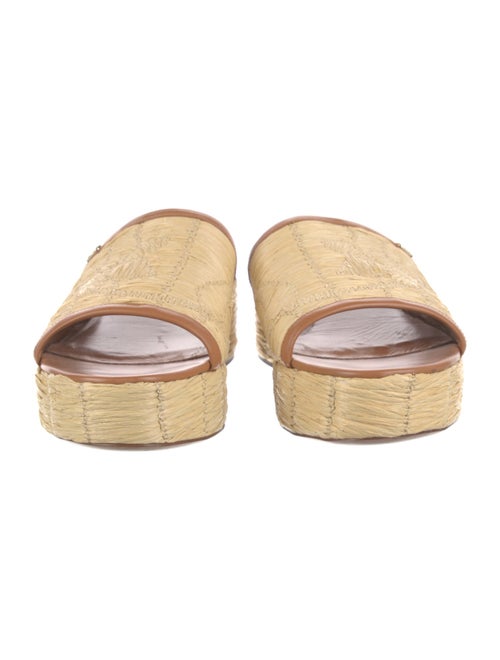 Valentino Straw Leather Trim Embellishment Slides