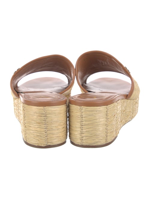 Valentino Straw Leather Trim Embellishment Slides