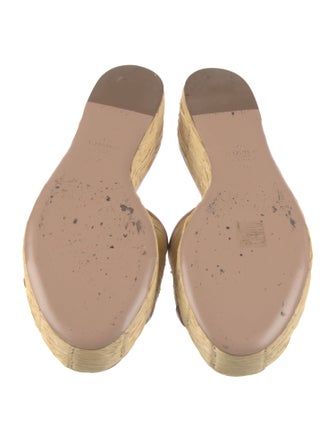 Valentino Straw Leather Trim Embellishment Slides