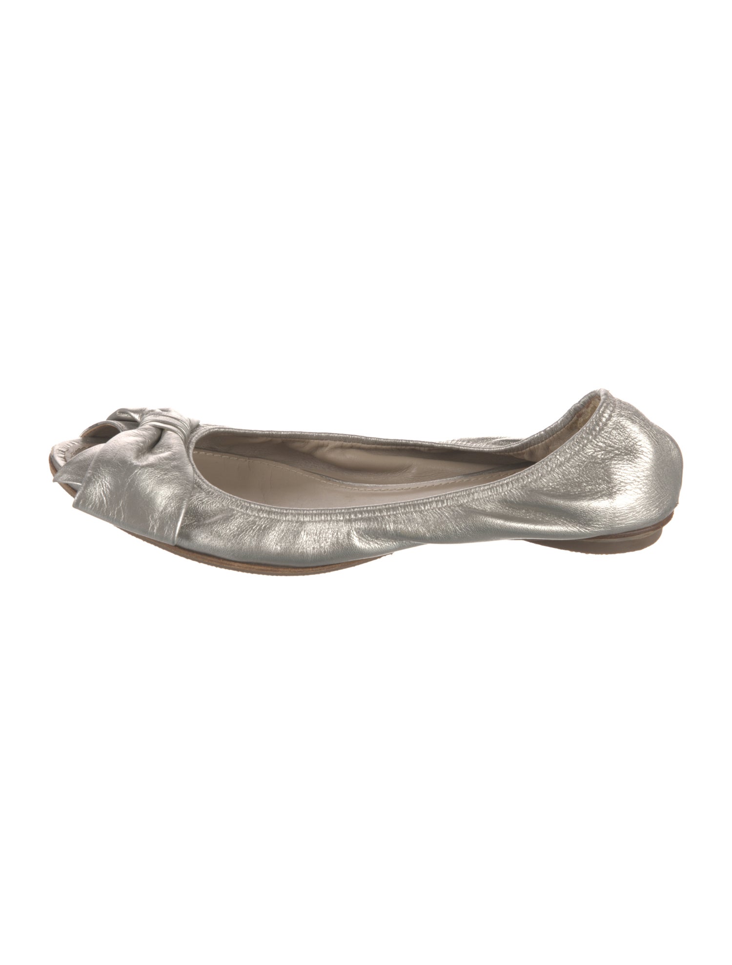 Valentino Leather Bow Accents Ballet Flats