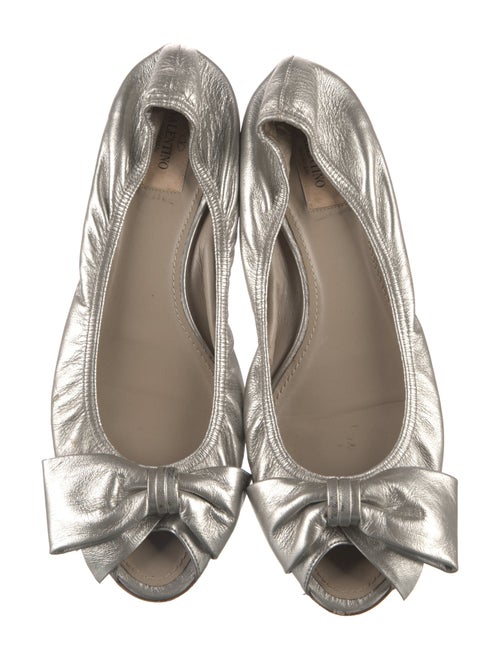 Valentino Leather Bow Accents Ballet Flats