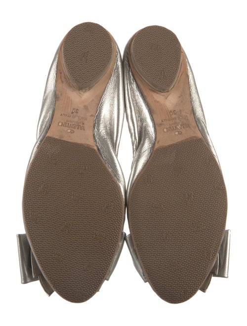 Valentino Leather Bow Accents Ballet Flats