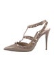 Valentino Rockstud Accents Patent Leather T-Strap Pumps