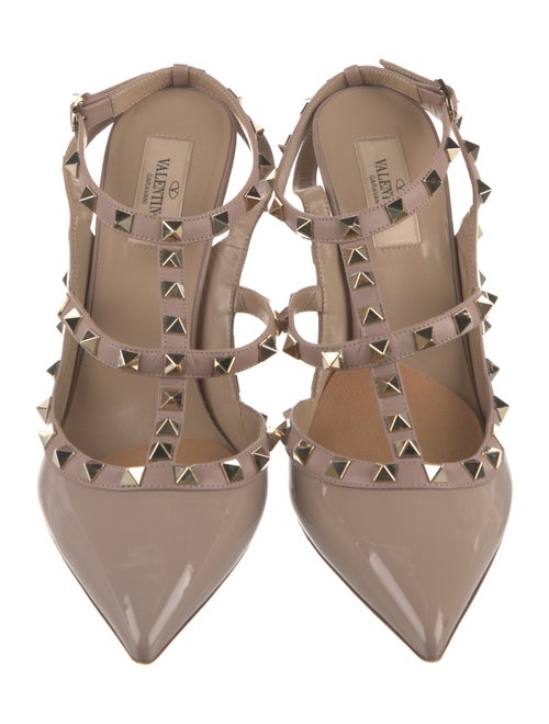 Valentino Rockstud Accents Patent Leather T-Strap Pumps