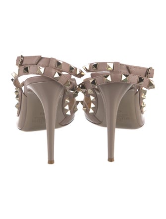 Valentino Rockstud Accents Patent Leather T-Strap Pumps