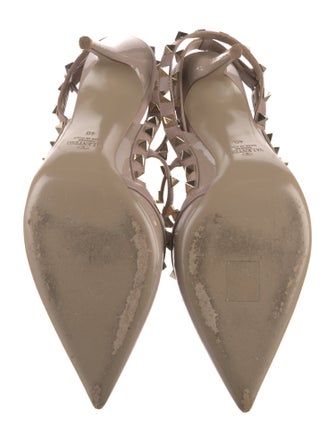 Valentino Rockstud Accents Patent Leather T-Strap Pumps