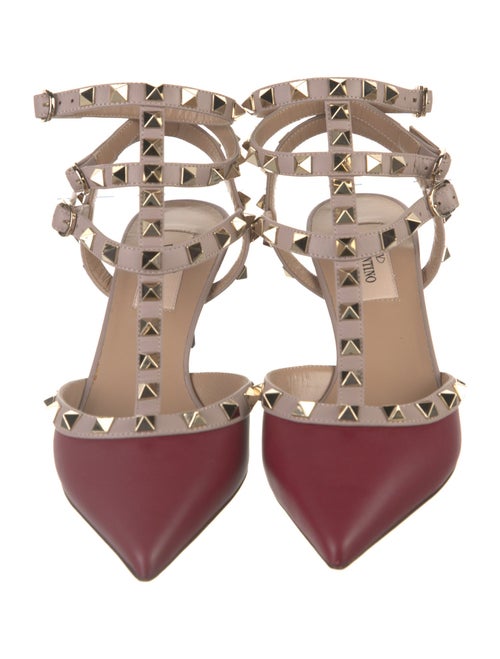 Valentino Rockstud Accents Leather T-Strap Pumps