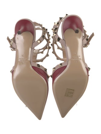 Valentino Rockstud Accents Leather T-Strap Pumps
