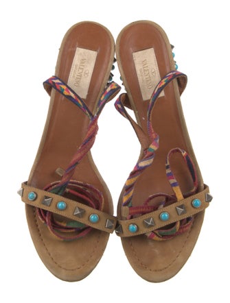 Valentino Rockstud Accents Suede Sandals