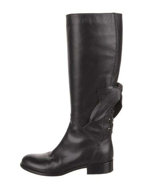 Valentino Leather Bow Accents Riding Boots