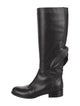 Valentino Leather Bow Accents Riding Boots