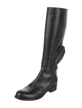 Valentino Leather Bow Accents Riding Boots