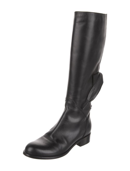Valentino Leather Bow Accents Riding Boots
