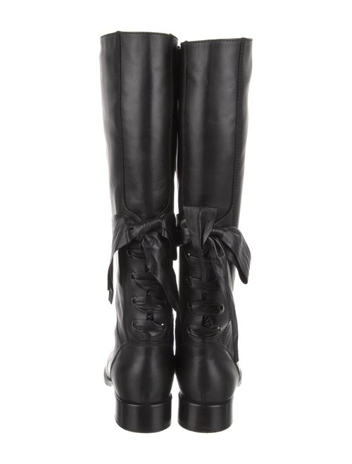 Valentino Leather Bow Accents Riding Boots